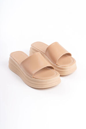 ALICE Düz Topuklu Kalın ve Ortopedik Taban Kadın Terlik CTT - Ten