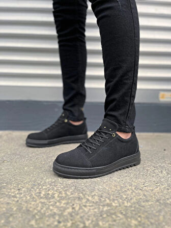 JY152 Cool Bağcıklı Süet Erkek Günlük Spor Klasik Ayakkabı SST - Siyah