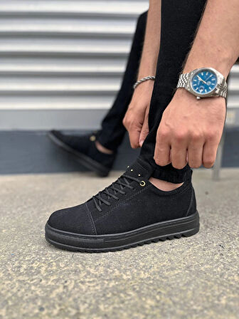 JY152 Cool Bağcıklı Süet Erkek Günlük Spor Klasik Ayakkabı SST - Siyah
