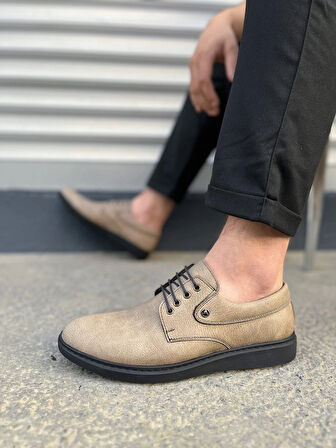 JY0610 Clasico Bağcıklı Cilt Erkek Günlük Klasik Ayakkabı CST - Gri