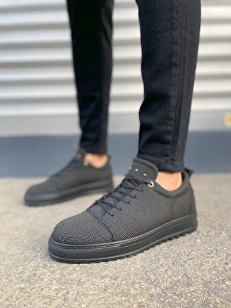 JY152 Cool Bağcıklı Keten Erkek Günlük Spor Klasik Ayakkabı KST - Siyah