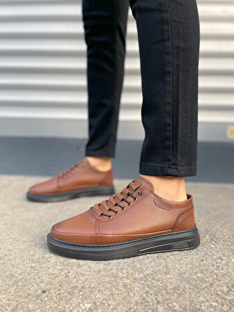 JY0535 Prime Bağcıklı Cilt Erkek Günlük Sneaker Ayakkabı CST - Taba