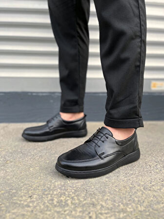 JY0510 Clasica Bağcıklı Cilt Erkek Günlük Klasik Ayakkabı CST - Siyah