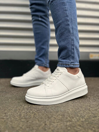 JY151 Boost Bağcıklı Cilt Erkek Günlük Sneaker Ayakkabı CBT - Beyaz