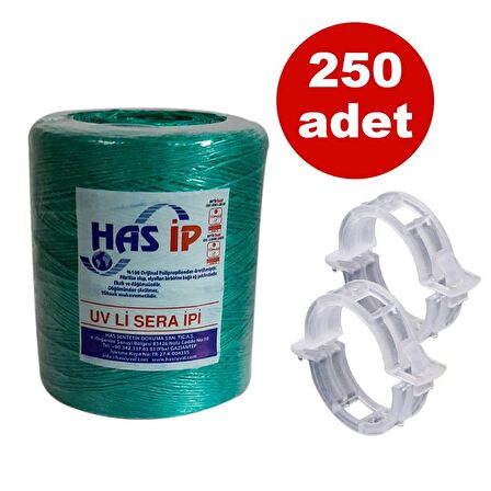 HAS SERA İPİ VE ORİJİNAL BİTKİ KLİPSİ FİDE BAĞLAMA İPİ 250 ADET HER BİTKİYLE UYUMLU ŞEFFAF BİTKİ KLİPSİ