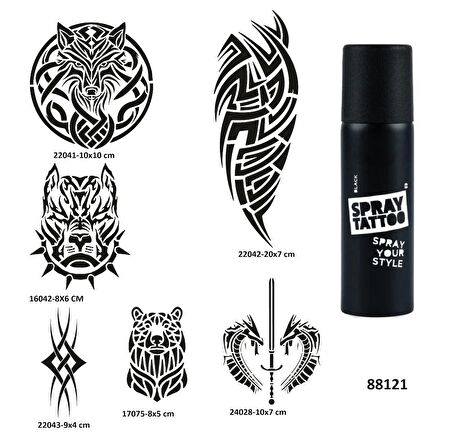 Tribal Serisi Spray Tattoo Geçici Dövme Yapma Seti Dark Siyah