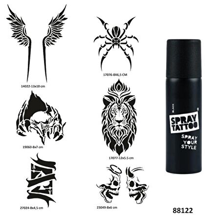 Hırçın Tasarımlar Spray Tattoo Geçici Dövme Yapma Seti Dark Siyah