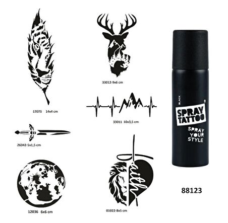 Doğa Serisi Spray Tattoo Geçici Dövme Yapma Seti Dark Siyah