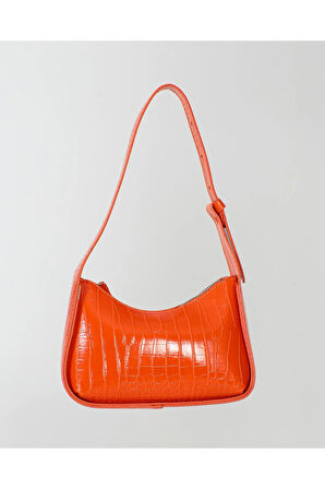 Cirilo Kroko Deri Turuncu Omuz ve El Çantası