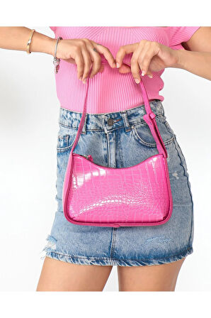 Cirilo Kroko Deri Pembe Omuz ve El Çantası