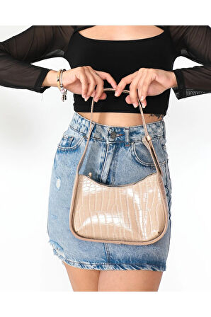 Cirilo Kroko Deri Vizon Omuz ve El Çantası