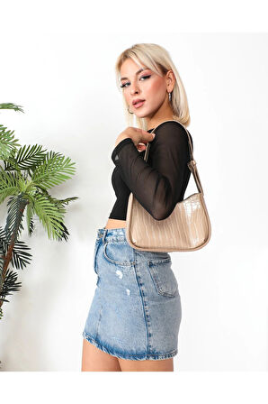 Cirilo Kroko Deri Vizon Omuz ve El Çantası