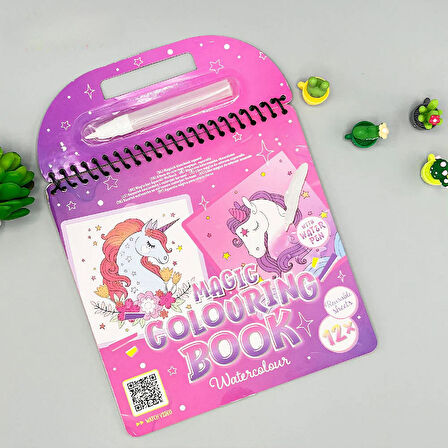 Unicorn Tek Boynuzlu At Temalı Sulu Sihirli Boyama Kitabı - Özel Sulu Kalem Ile Water Painting
