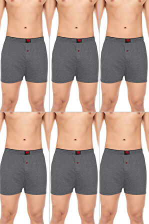 Erkek Rahat ve Konforlu Havlu Bel Pamuklu Düğmeli Boxer 6'lı Paket