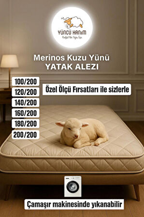 Merinos Kuzu Yünü Yatak Pedi, Yatak Koruyucu, Yatak Şitesi (%100 DOĞAL MERİNOS KUZU YÜNÜ)