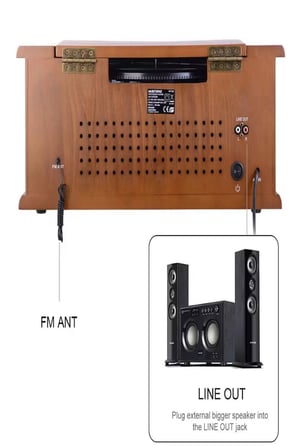 Nostaljik JOT402AM DÖNENCE Pikap Ahşap 2X5W Stereo Spk MP3 Çalar USB-Radyo-CD-Kaset BT Müzik Çalar