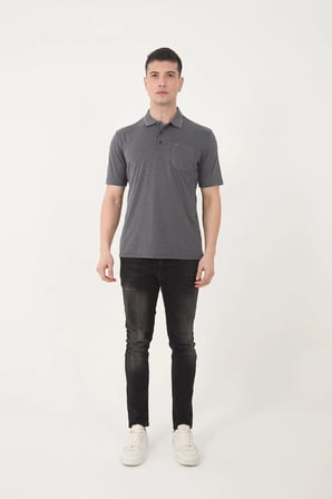 SİMENTİ BASİC CEPLİ POLO YAKA DÜZ KUMAŞ PREMIUM T-SHIRT