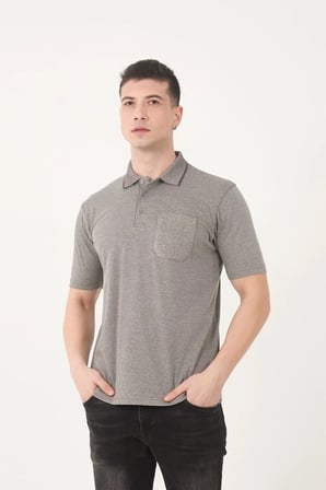 SİMENTİ BASİC CEPLİ POLO YAKA DÜZ KUMAŞ PREMIUM T-SHIRT