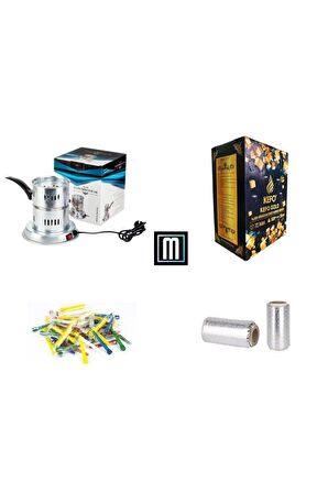Patentli Galvaniz Elektrikli Ocak + Kefo Gold 1 KG Kömür + Sipsi + Rulo Folyo
