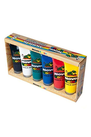 Nova Color Akrilik Boya 6*75 ml Rich Keep Smile 6lı KARMA Fırça Zemin Fırça Godeli Palet Set