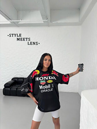 Redbull Baskılı Oversize Unisex T-Shirt