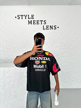 Redbull Baskılı Oversize Unisex T-Shirt