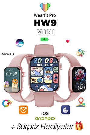 WEARFİT HW9 MİNİ  Akıllı Kol Saati Smart Watch Model:2.05inç 41mm MİNİLED Ekran (PEMBE)