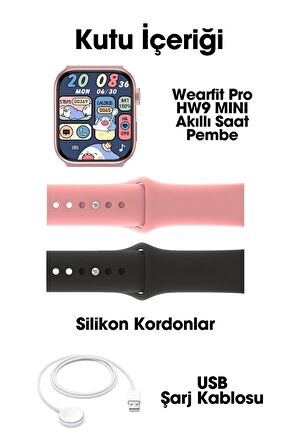 WEARFİT HW9 MİNİ  Akıllı Kol Saati Smart Watch Model:2.05inç 41mm MİNİLED Ekran (PEMBE)