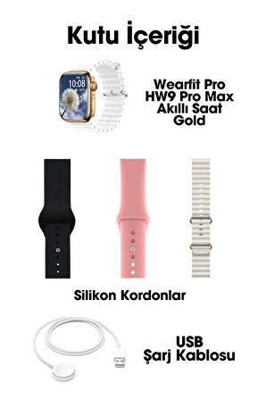 WEARFİT HW9 PRO MAX  Akıllı Kol Saati  Smart Watch Model:inç 45mm AMOLED  Ekran (GOLD)