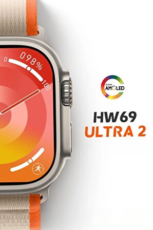 WEARFİT HW69 ULTRA 2  Akıllı Kol Saati Smart Watch Model:inç 49mm AMOLED Ekran (GRİ)