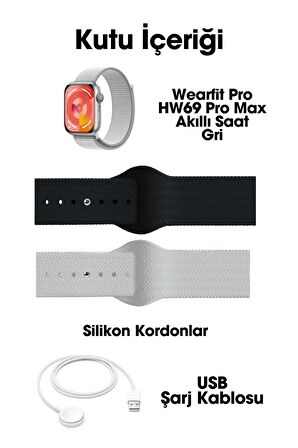 WEARFİT HW69 PRO MAX   Akıllı Kol Saati Smart Watch Model:inç 45mm AMOLED Ekran (GRİ)