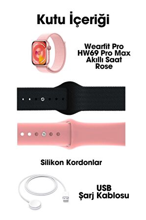 WEARFİT HW69 PRO MAX   Akıllı Kol Saati Smart Watch Model:inç 45mm AMOLED Ekran (ROSE GOLD)