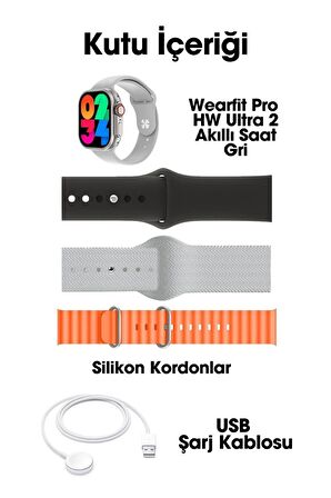 WEARFİT HW ULTRA 2  Akıllı Kol Saati Smart Watch Model:inç 49mm AMOLED Ekran (GRİ)