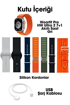 WEARFİT HW ULTRA 2 7 KORDONLU  Akıllı Kol Saati Smart Watch Model:inç 49mm AMOLED Ekran (GRİ)