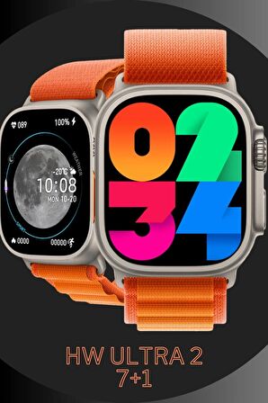 WEARFİT HW ULTRA 2 7 KORDONLU  Akıllı Kol Saati Smart Watch Model:inç 49mm AMOLED Ekran (GRİ)