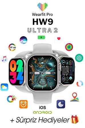 WEARFİT HW9 ULTRA 2 GİFT Akıllı Kol Saati Smart Watch Model:inç 49mm MİNİLED Ekran (GRİ)