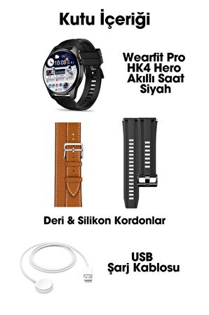 WEARFİT HK4 HERO Akıllı Kol Saati  Yuvarlak Model 1.43inç 37mm AMOLED Ekran (SİYAH)