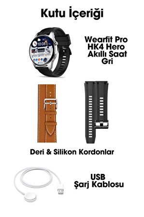 WEARFİT HK4 HERO Akıllı Kol Saati  Yuvarlak Model 1.43inç 37mm AMOLED Ekran (SİYAH)