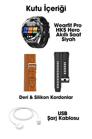 WEARFİT HK5 HERO Akıllı Kol Saati  Yuvarlak Model 1.43inç 37mm AMOLED Ekran (SİYAH)