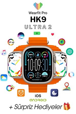 WEARFİT HK9 ULTRA 2  Akıllı Kol Saati Smart Watch Model:inç 49mm AMOLED Ekran (GRİ)