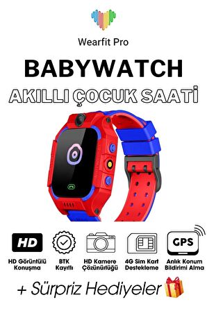 WEARFİT ÇOCUK Akıllı Kol Saati  TFT Ekran GPS KAMERA OYUN HESAP ARAMA  BTK KAYITLI KIRMIZI