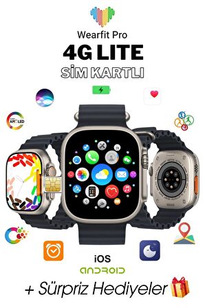 WEARFİT PRO 4G LİTE SİM KARTLI KAMERALI BTK KAYITLI DİSTRİBİTÖR GARANTİ AMOLED Akıllı Kol Saati