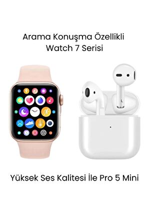 Watch 7 Serisi Akıllı Saat ve Pro 5 Mini Bluetooth Kulaklık