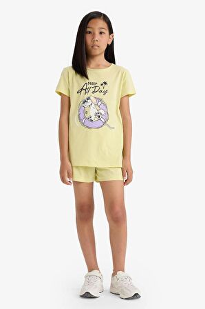 Kız Çocuk Regular Fit Baskılı 2'li Pijama Takımı