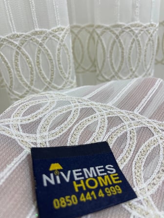 NİVEMESHOME BEYAZ YAĞMUR TÜL PERDE 1/3 SIK PİLE