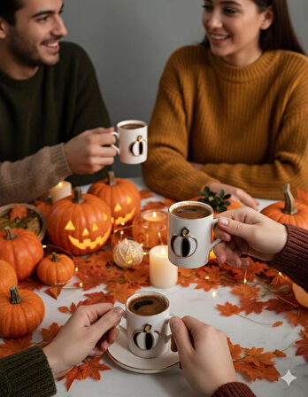 Fine Living BLACK-WHİTE PUMPKİN 4 PARÇA 2 KİŞİLİK KAHVE FİNCANI