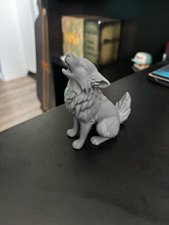 Minik Kurt Fİgür Oyuncak Gri Doğal PLA Malzeme 10CM