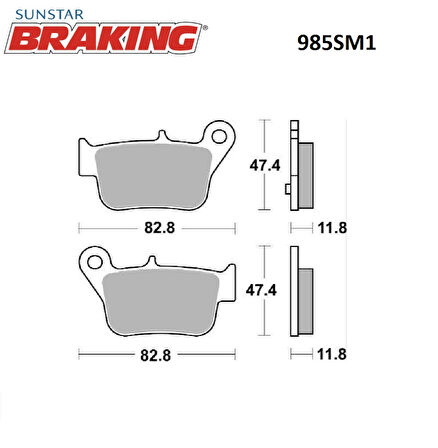 YARI METALİK FREN BALATASI / SYM / MAXSYM / 600cc / ARKA  / 2014-2015