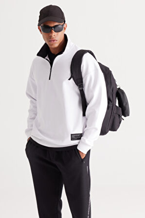 Loose Fit Bato Yaka Baskılı Sweatshirt
