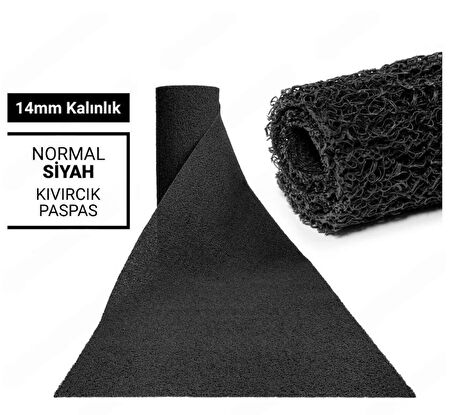 120X150CM SİYAH KIVIRCIK PASPAS-HALI KAYMAZ YOLLUK LİDYA 14MM